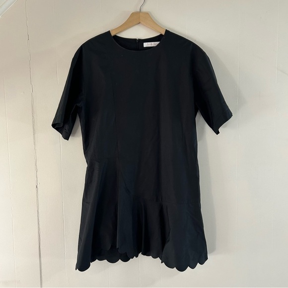 See by Chloe Scalloped Cotton Poplin Dress in Black sz 42 - Picture 2 of 5